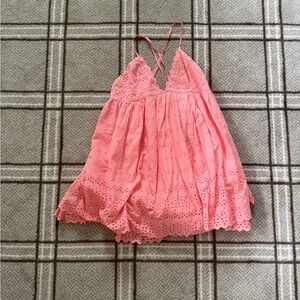 Free People Pink Eyelet Mini Dress